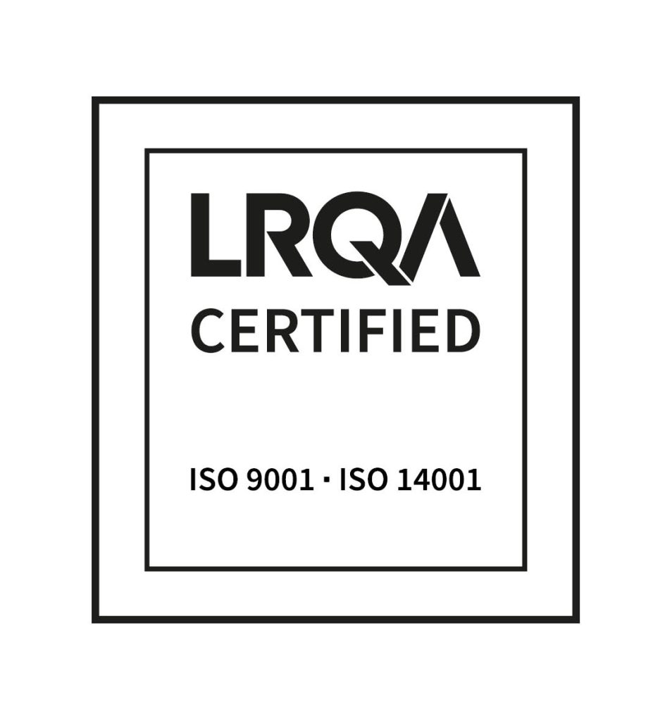 ISO 9001 and ISO 14001 certificates.