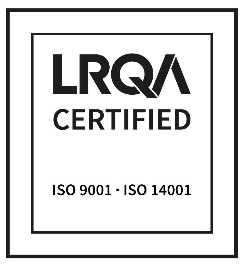 ISO 9001 and ISO 14001 certificates.